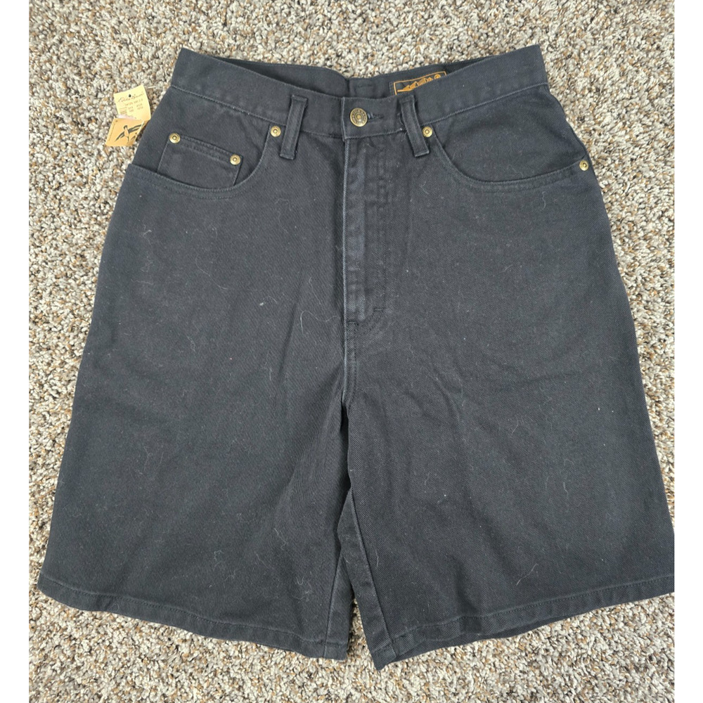 Vtg 1990s Eddie Bauer Womens Sz 10 High Rise Denim Bermuda Mom Shorts Black NEW